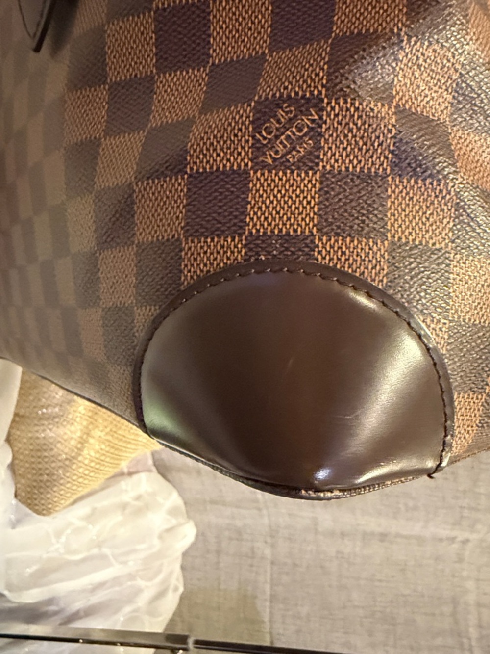 Louis Vuitton Brown Damier Ebene Hampstead Shoulder Tote with Gold Hardware - Picture 4 of 8
